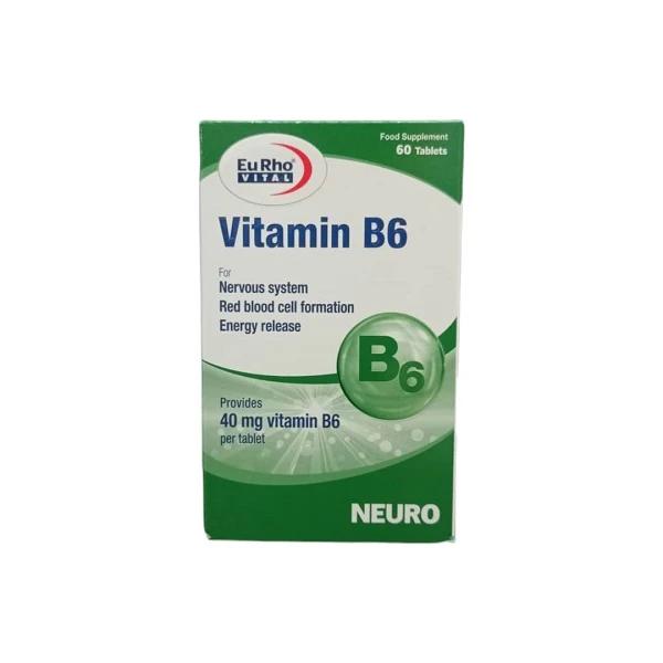 قرص ویتامین ب 6 یوروویتال بسته 60 عددی - تصویر 1